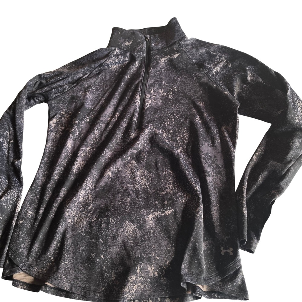 Under Armour ColdGear Womens XL 1/4 Zip Long Sleeve Splatter Print Running Top